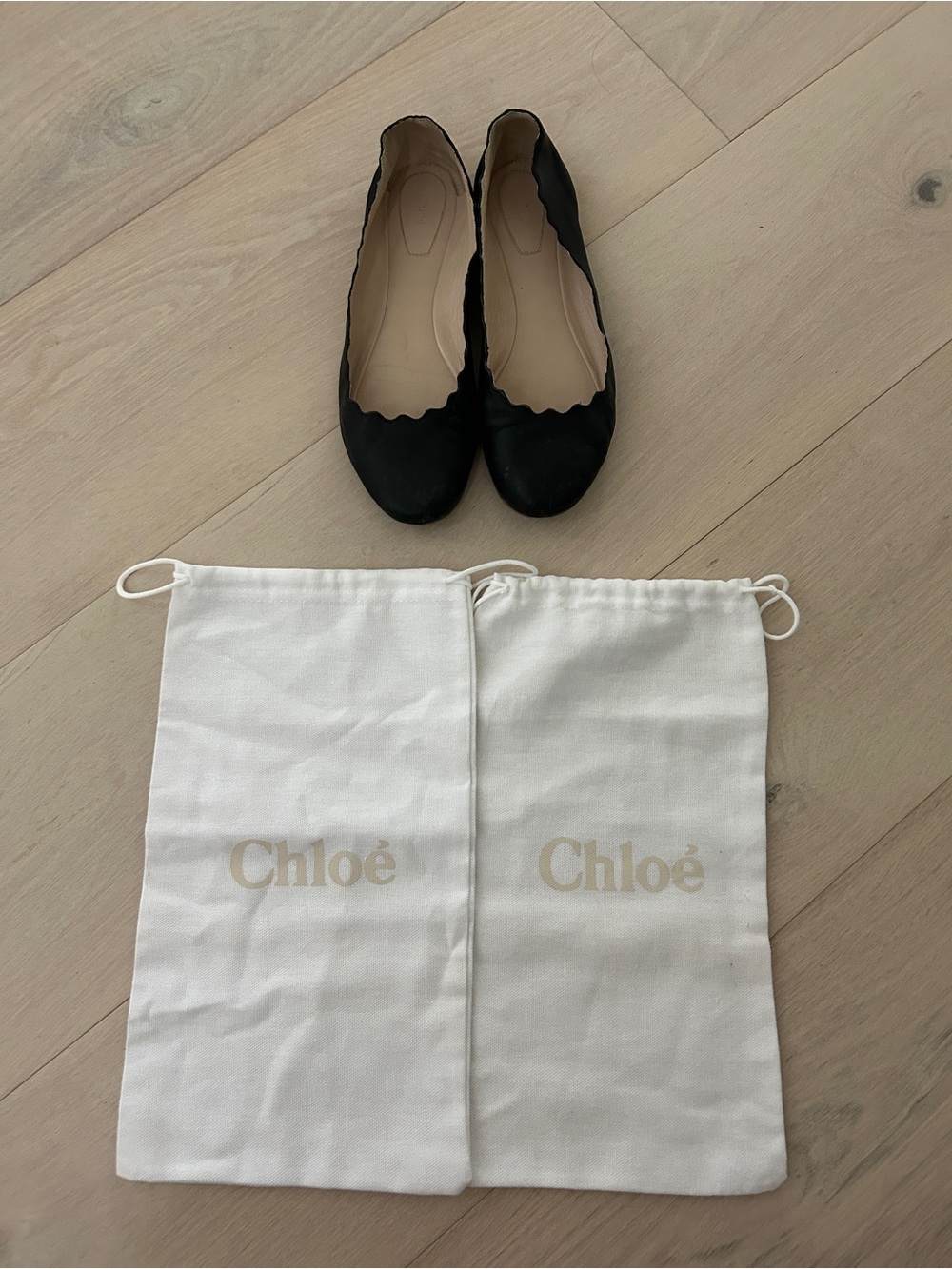 Chloe Lauren Black Leather Ballet Flats size 36